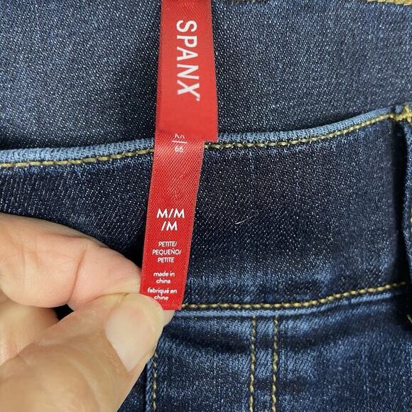 Spanx Jeans Womens Medium Flare Leg Pull On Dark Wash Slimming Classic Stretch - Picture 3 of 10